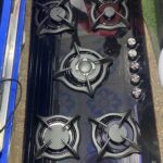 5 burner built in gas hob with 8mm tempered glass thickness and auto ignition 