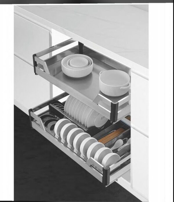 Inbuilt plate and pot rack