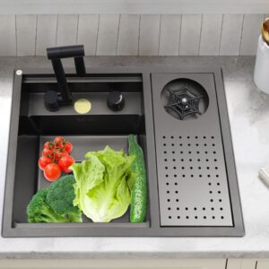 namo black Invisible island kitchen sink