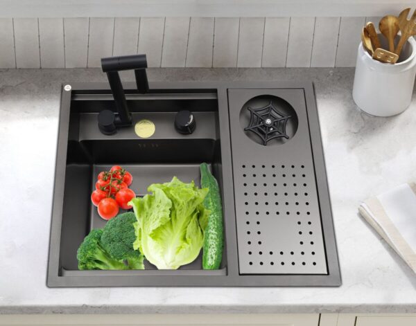 namo black Invisible island kitchen sink