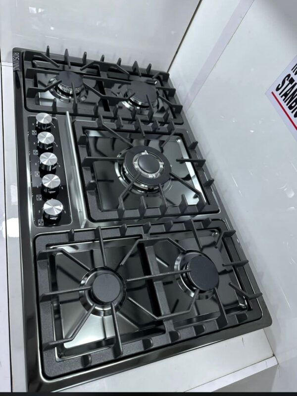 5 burner black stainless